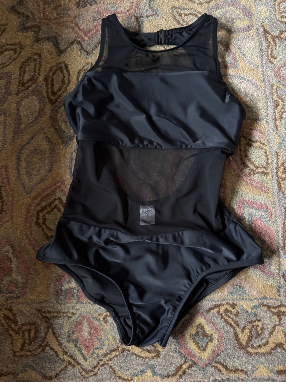 Venus Black One Piece Swim Suit Mesh Shoulders & Torso - Size 4 New without Tag